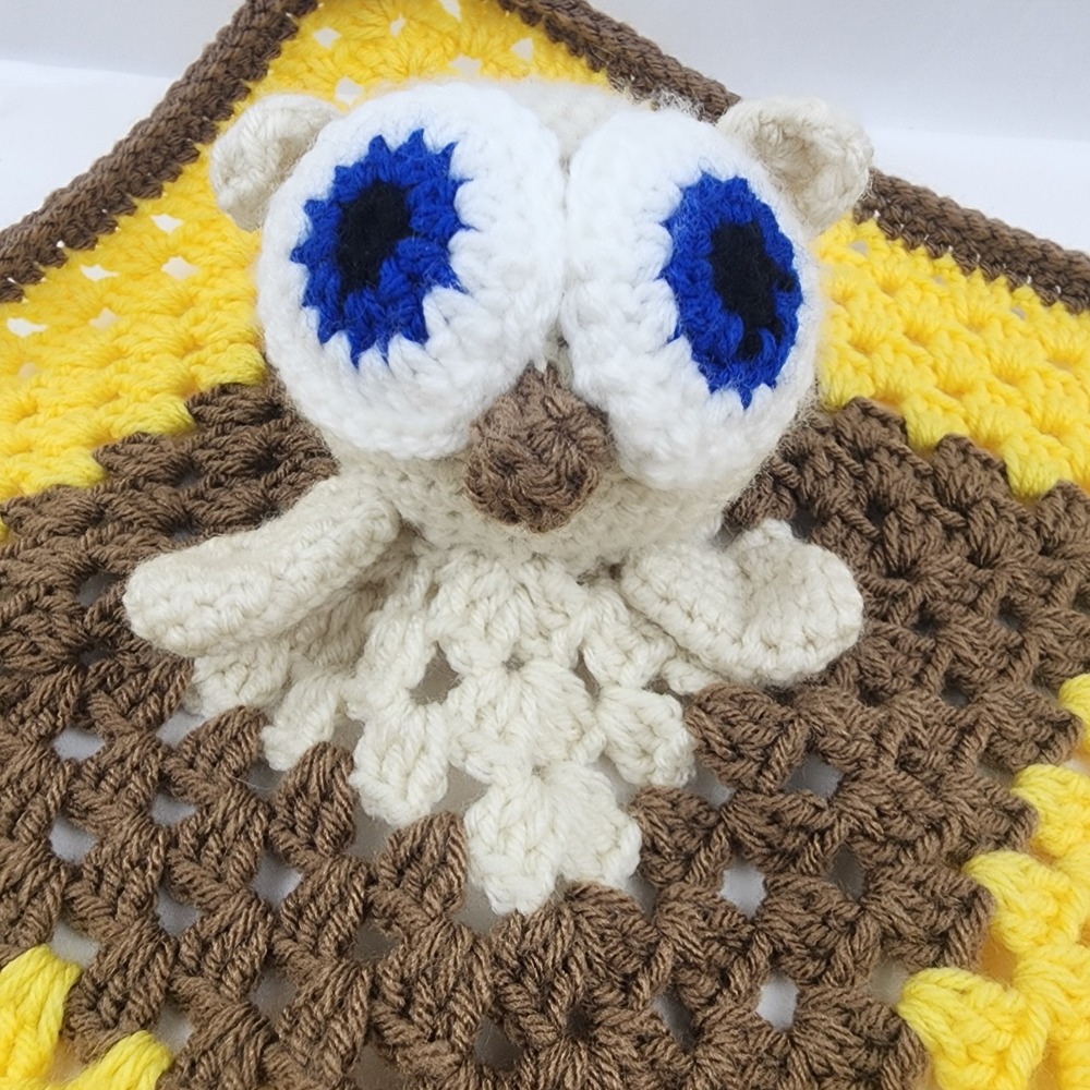 Owl Security Lovey Handmade Crochet Baby Blanket-Unisex Shower Gift‎ Child - Picture 3 of 5